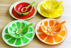 fashion ceramic soup bowl with fruit painting