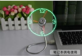 Mini USB luminous LED clock fan