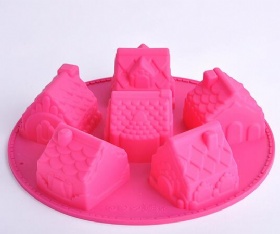 6 piece small house  Silicone Cake Bread Mold